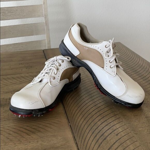 Foot joy Greenjoys Tan and White Golf Shoes-8 - Picture 1 of 7